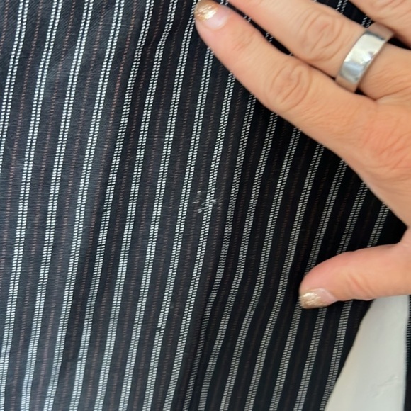 Eddie Bauer AKA Classic Trousers Black White Pinstripe Linen Dress Pants Size 14 - Picture 4 of 6